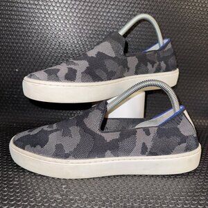 Rothys The Original Slip On Sneaker Black Gray Camo Flats Shoes Women’s Size 9